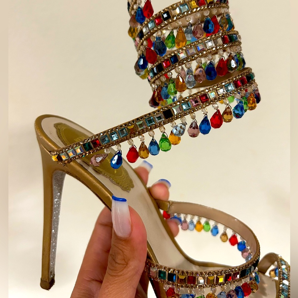 RENE CAOVILLA SOLD OUT CHANDELIER MULTI COLOR HEEL